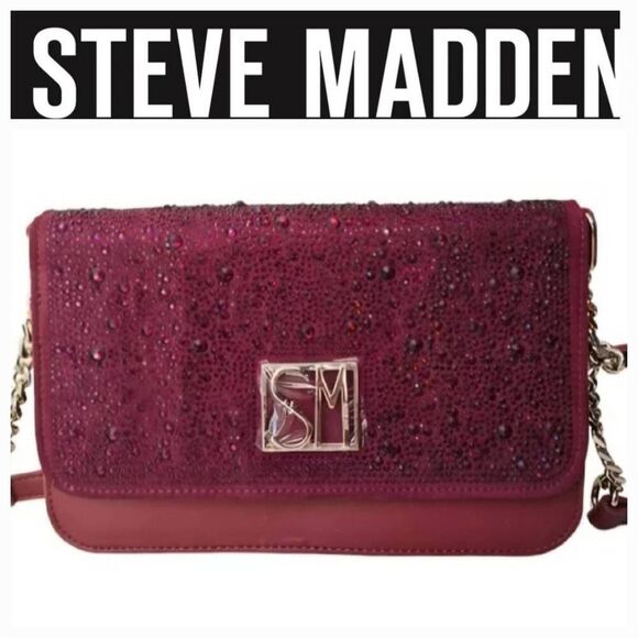 Steve Madden BDakota Rhinestone Crossbody Bag- Cranberry